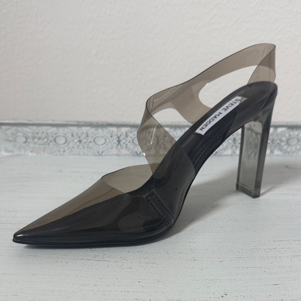 Steve Madden Black and Clear Heels